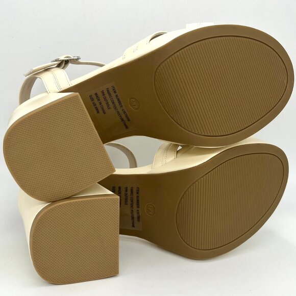 Torrid Cream Ankle Strap Chunky Heels - Size 8WW - Picture 8 of 9